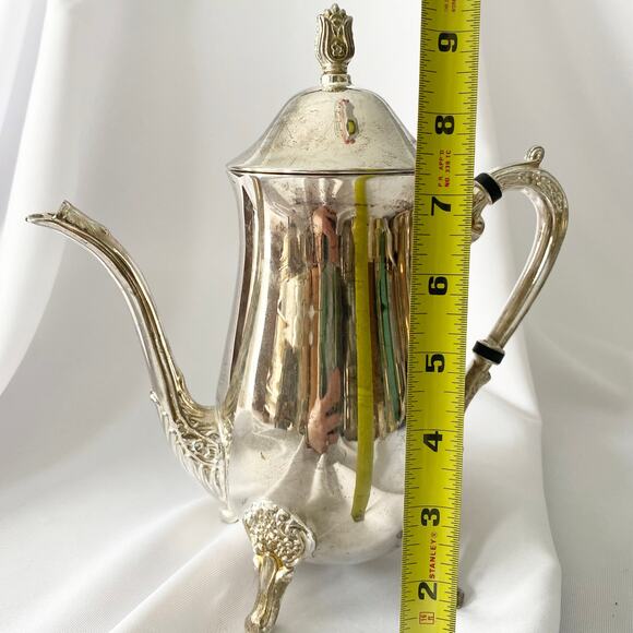 Vintage Silver Plated Coffee Pot with Floral Accents - Picture 9 of 11